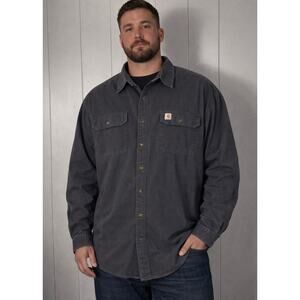 Carhartt 100% cotton men’s Dark Gray 2XL button-down shirt. Original fit.